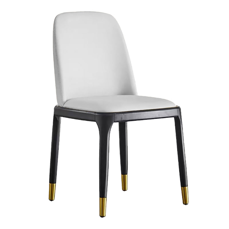 Glam Leather Solid Back Dining Side Chair Home Side Chair in Black