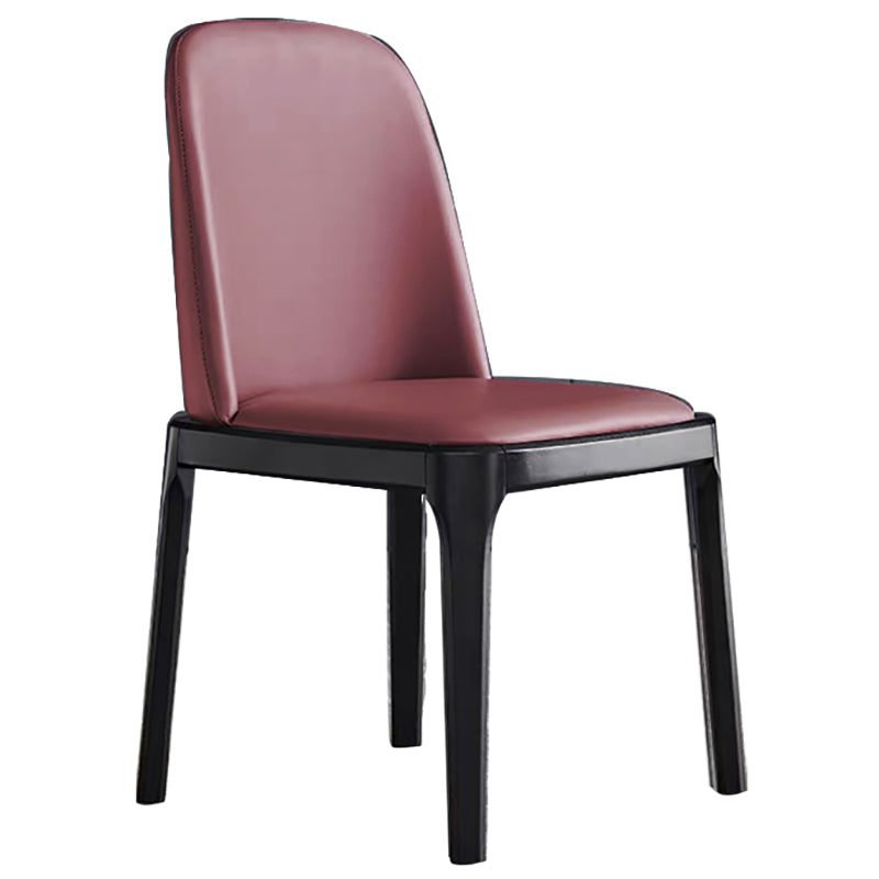 Glam Leather Solid Back Dining Side Chair Home Side Chair in Black