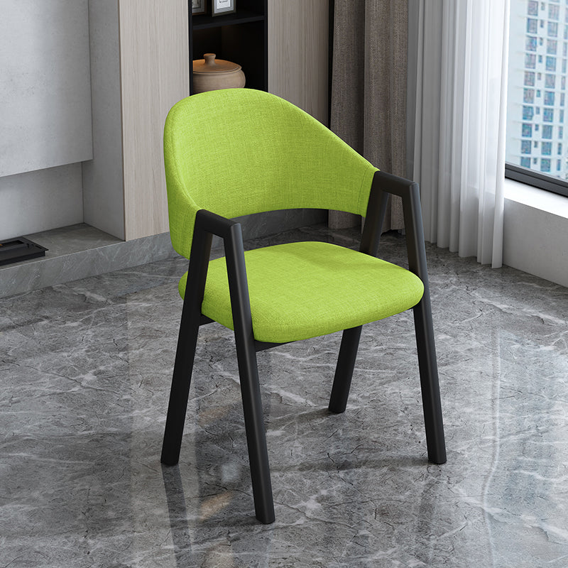 Modern Style Metal Side Chair Open Back Dining Side Chair with Black Legs