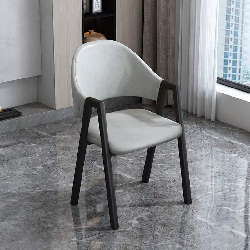 Modern Style Metal Side Chair Open Back Dining Side Chair with Black Legs