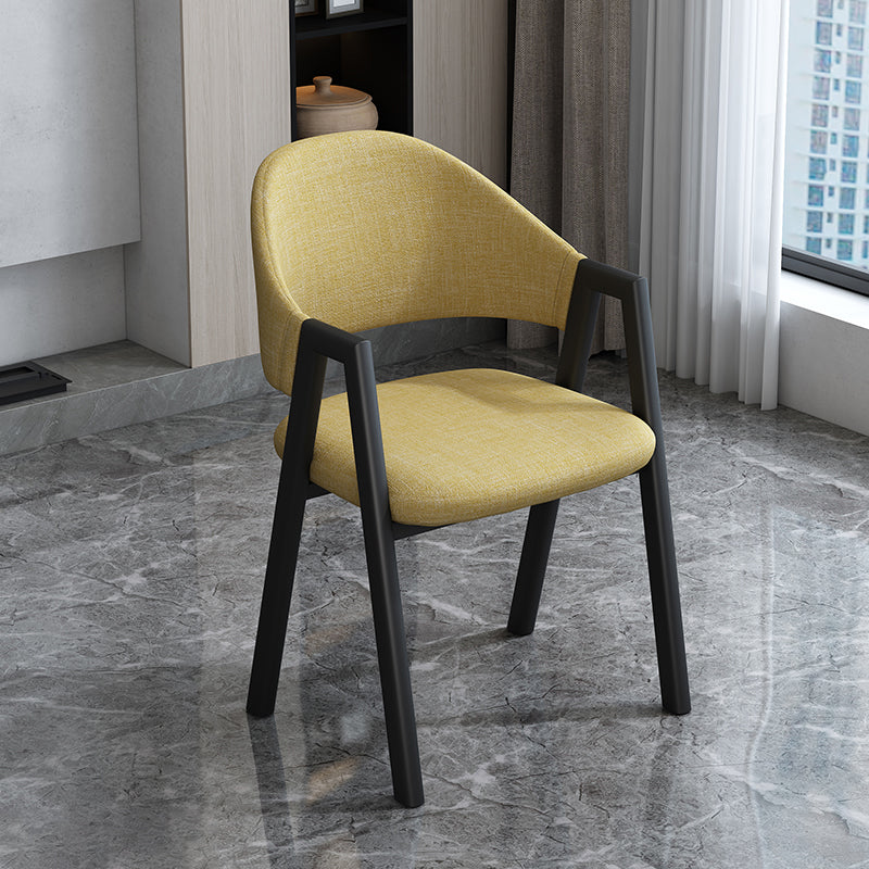 Modern Style Metal Side Chair Open Back Dining Side Chair with Black Legs