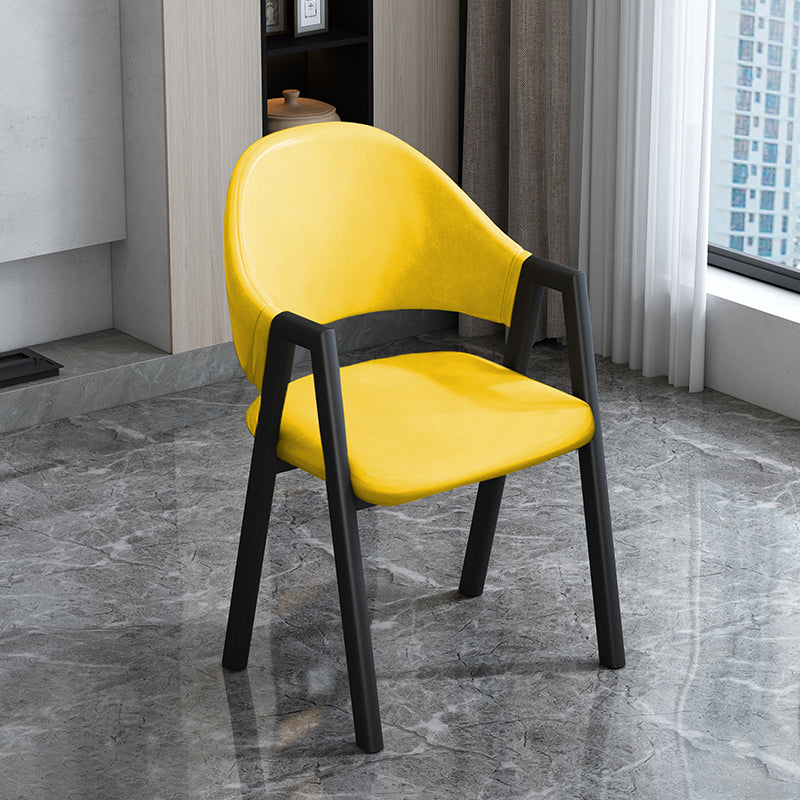 Modern Style Metal Side Chair Open Back Dining Side Chair with Black Legs