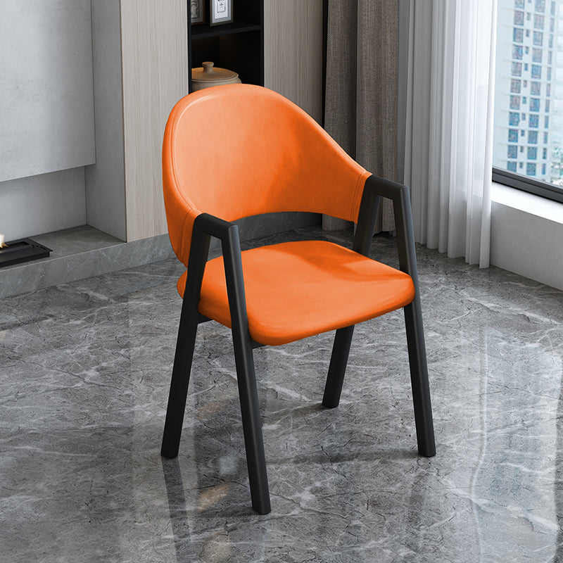 Modern Style Metal Side Chair Open Back Dining Side Chair with Black Legs