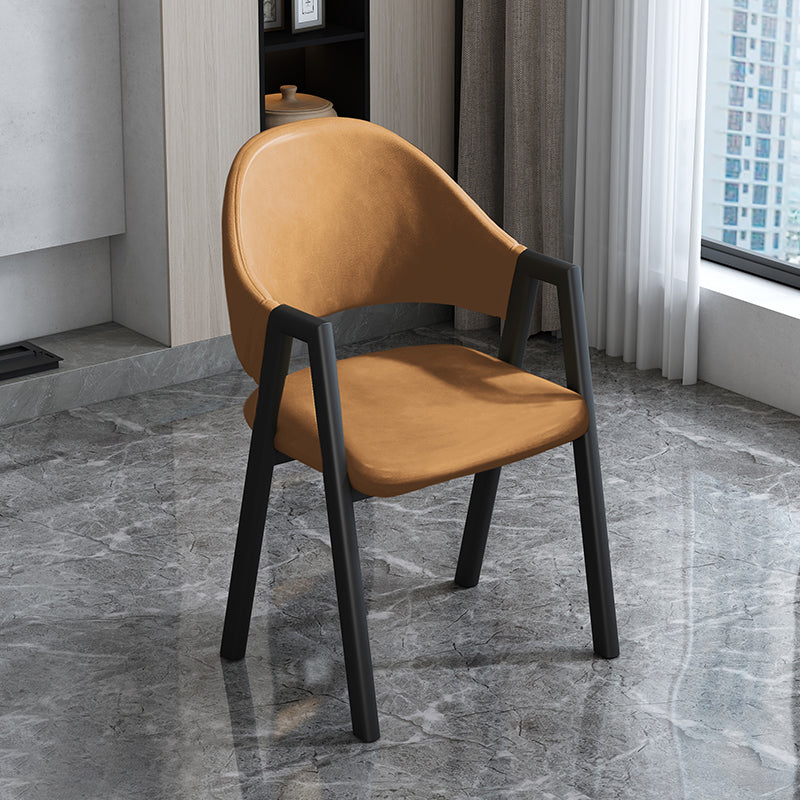 Modern Style Metal Side Chair Open Back Dining Side Chair with Black Legs