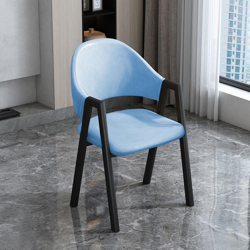 Modern Style Metal Side Chair Open Back Dining Side Chair with Black Legs