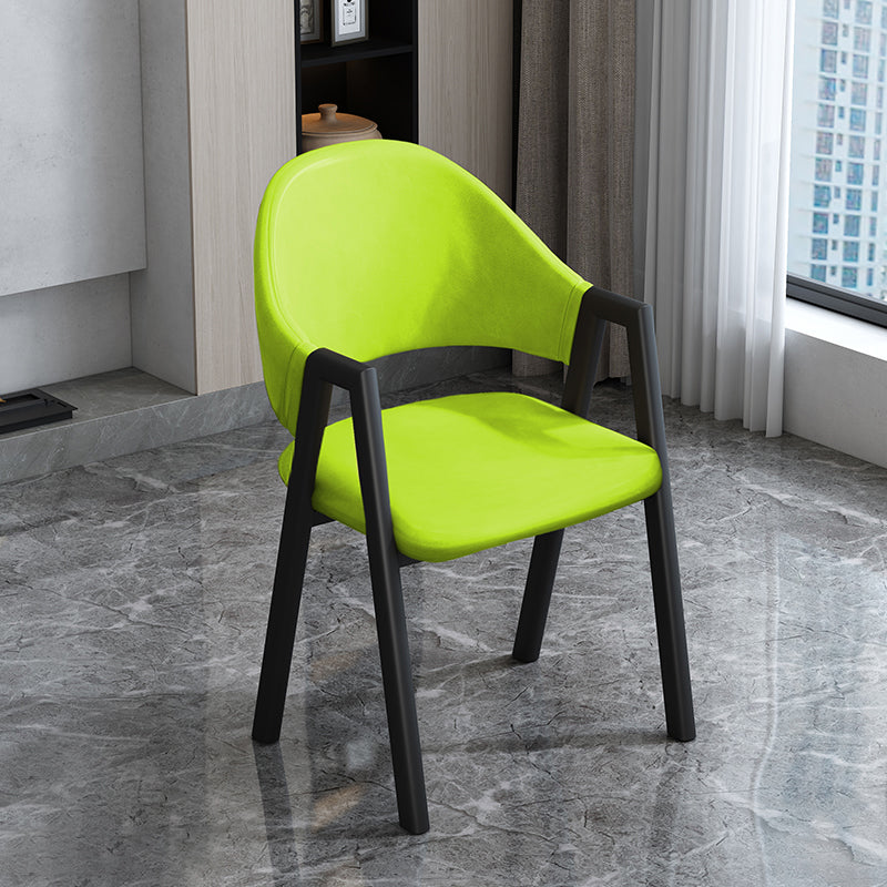 Modern Style Metal Side Chair Open Back Dining Side Chair with Black Legs