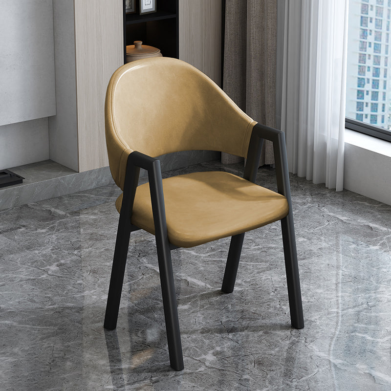 Modern Style Metal Side Chair Open Back Dining Side Chair with Black Legs