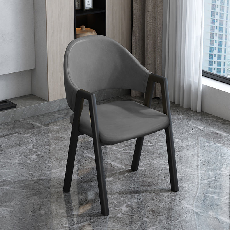 Modern Style Metal Side Chair Open Back Dining Side Chair with Black Legs