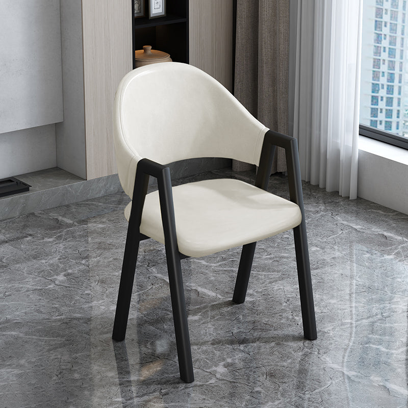 Modern Style Metal Side Chair Open Back Dining Side Chair with Black Legs