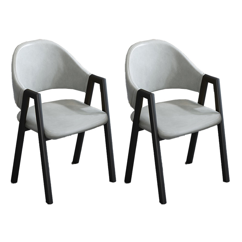 Modern Style Metal Side Chair Open Back Dining Side Chair with Black Legs