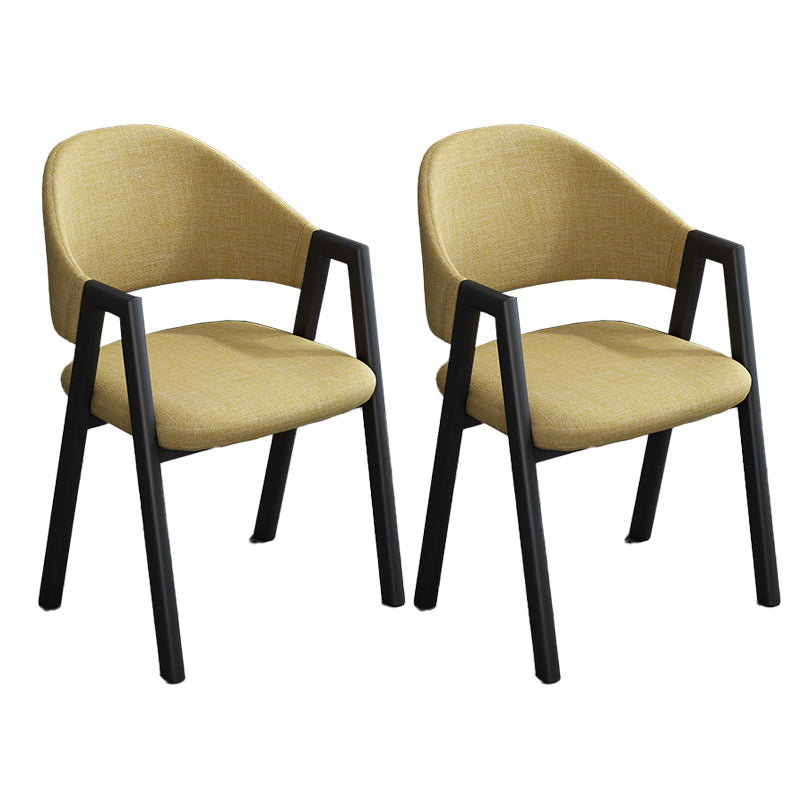 Modern Style Metal Side Chair Open Back Dining Side Chair with Black Legs