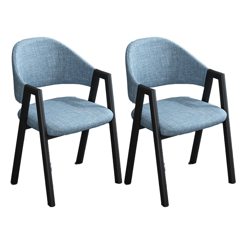 Modern Style Metal Side Chair Open Back Dining Side Chair with Black Legs