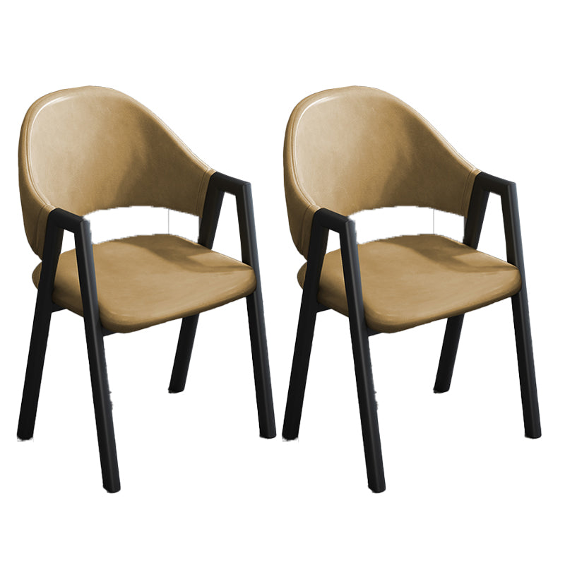 Modern Style Metal Side Chair Open Back Dining Side Chair with Black Legs