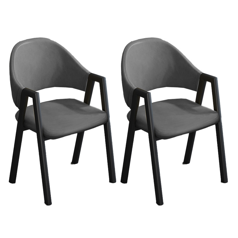 Modern Style Metal Side Chair Open Back Dining Side Chair with Black Legs