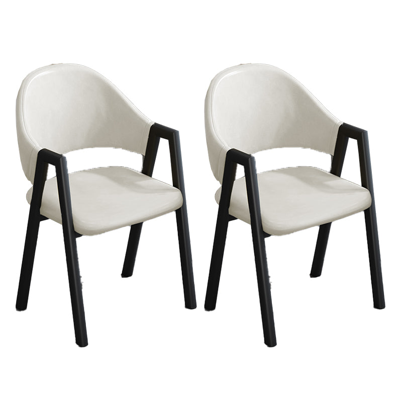 Modern Style Metal Side Chair Open Back Dining Side Chair with Black Legs