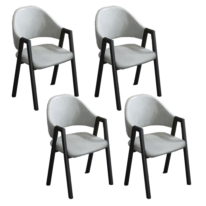 Modern Style Metal Side Chair Open Back Dining Side Chair with Black Legs