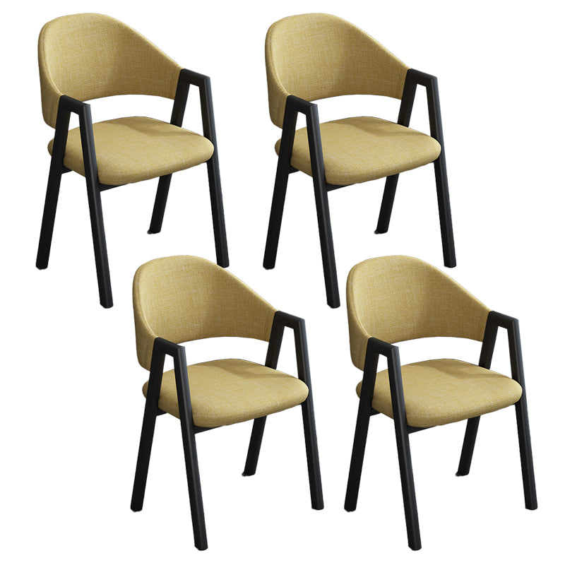 Modern Style Metal Side Chair Open Back Dining Side Chair with Black Legs