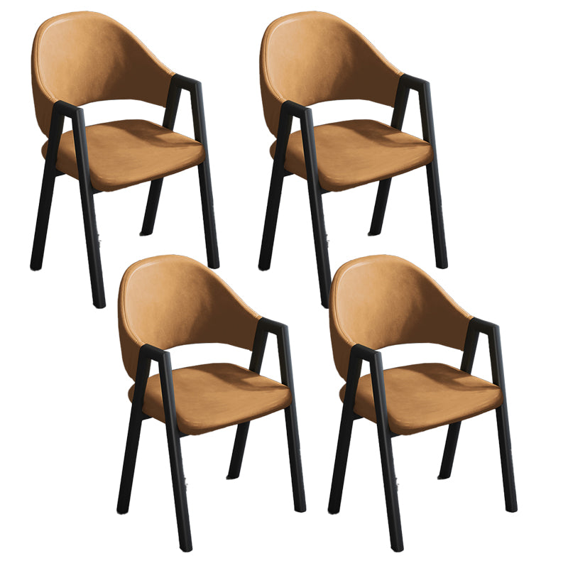 Modern Style Metal Side Chair Open Back Dining Side Chair with Black Legs