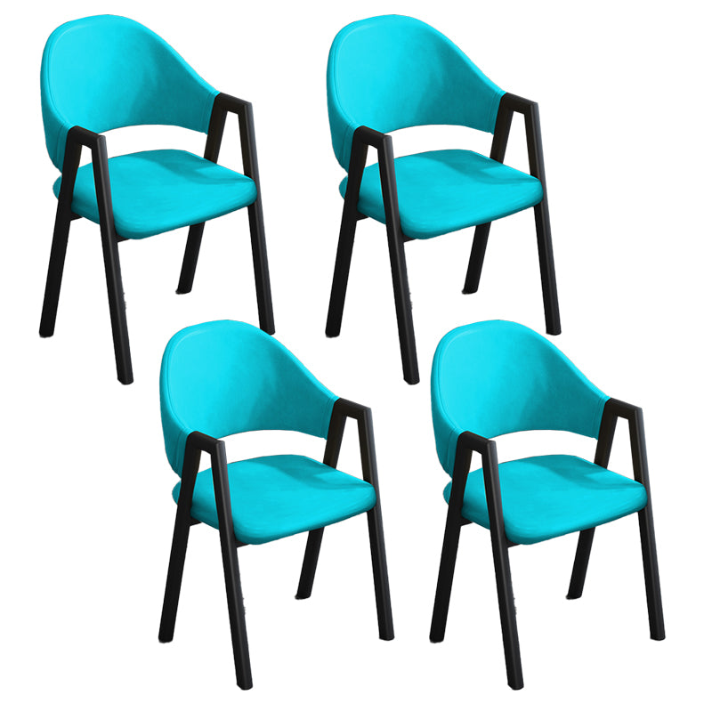 Modern Style Metal Side Chair Open Back Dining Side Chair with Black Legs