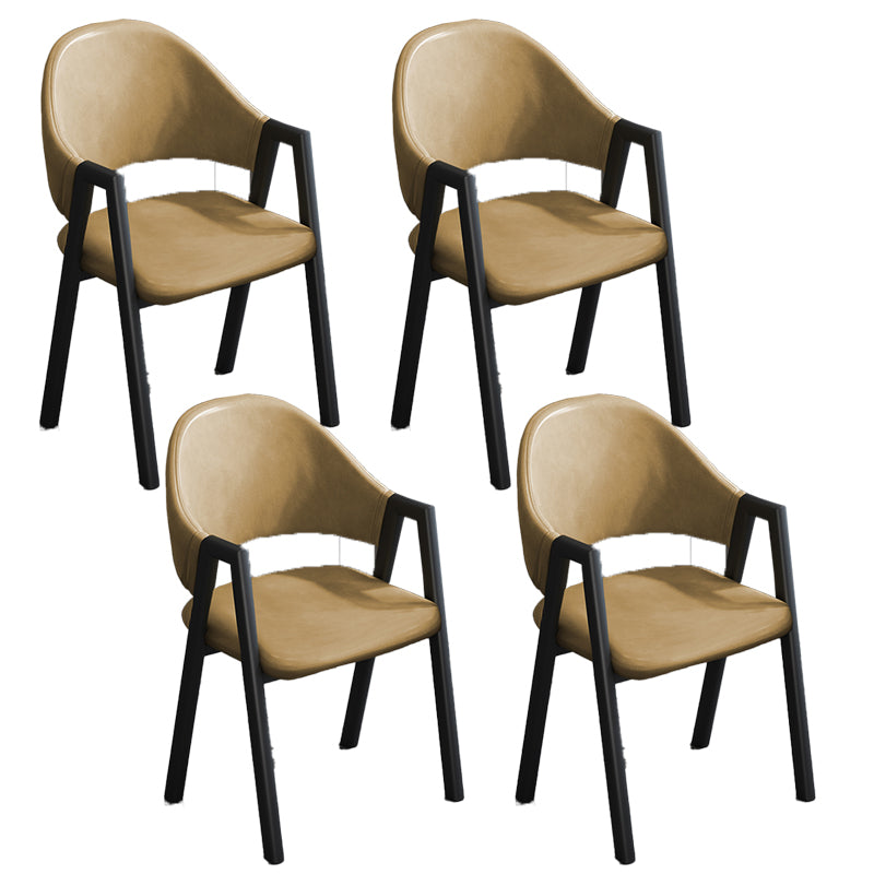 Modern Style Metal Side Chair Open Back Dining Side Chair with Black Legs