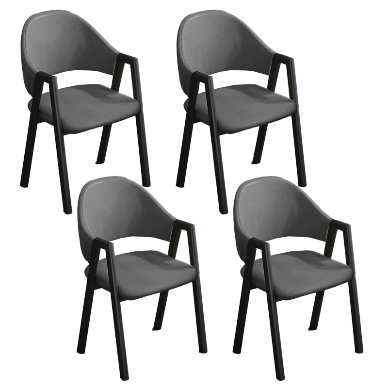 Modern Style Metal Side Chair Open Back Dining Side Chair with Black Legs