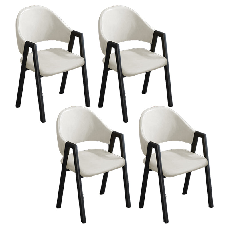 Modern Style Metal Side Chair Open Back Dining Side Chair with Black Legs