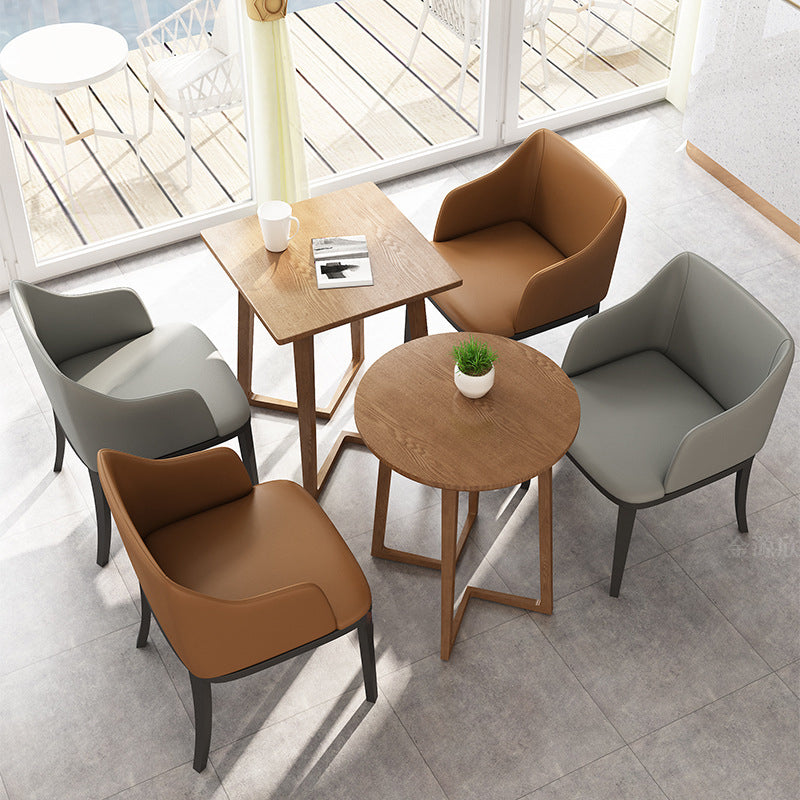 Modern Metal Dining Arm Chair Upholstered Side Chair for Dining Room