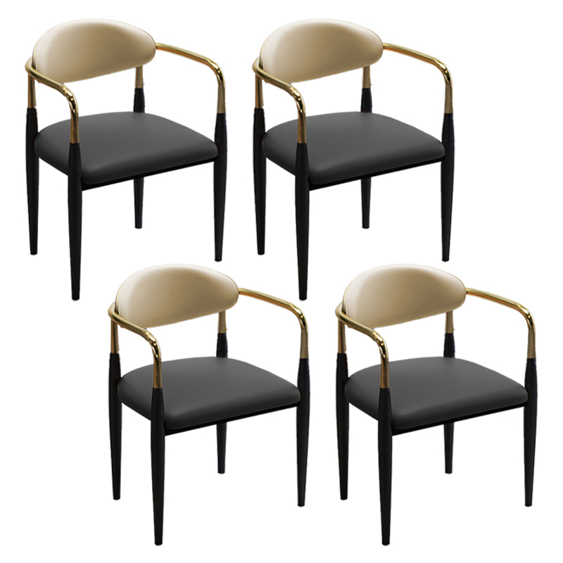 Glam Metal Dining Room Chairs Open Back Dining Side Chair in Black