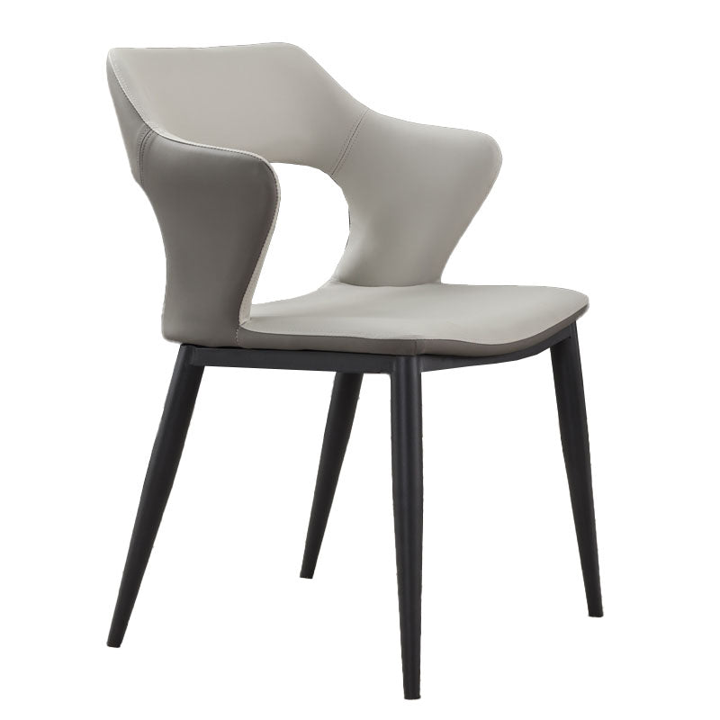 Modern Style Metal Arm Chair Open Back Dining Side Chair with Upholstered