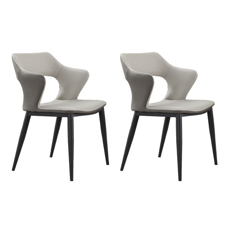 Modern Style Metal Arm Chair Open Back Dining Side Chair with Upholstered