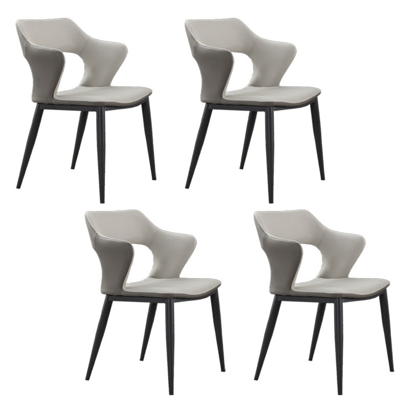 Modern Style Metal Arm Chair Open Back Dining Side Chair with Upholstered