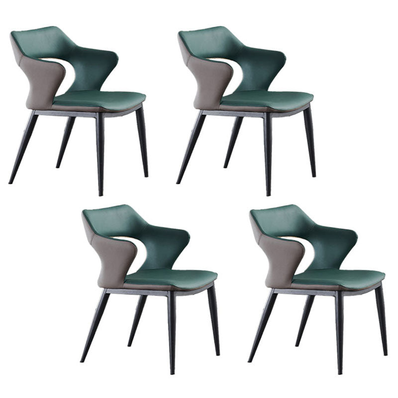 Modern Style Metal Arm Chair Open Back Dining Side Chair with Upholstered