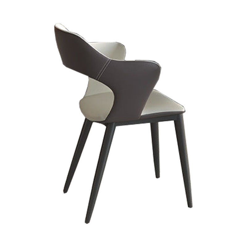 Modern Style Metal Arm Chair Open Back Dining Side Chair with Upholstered