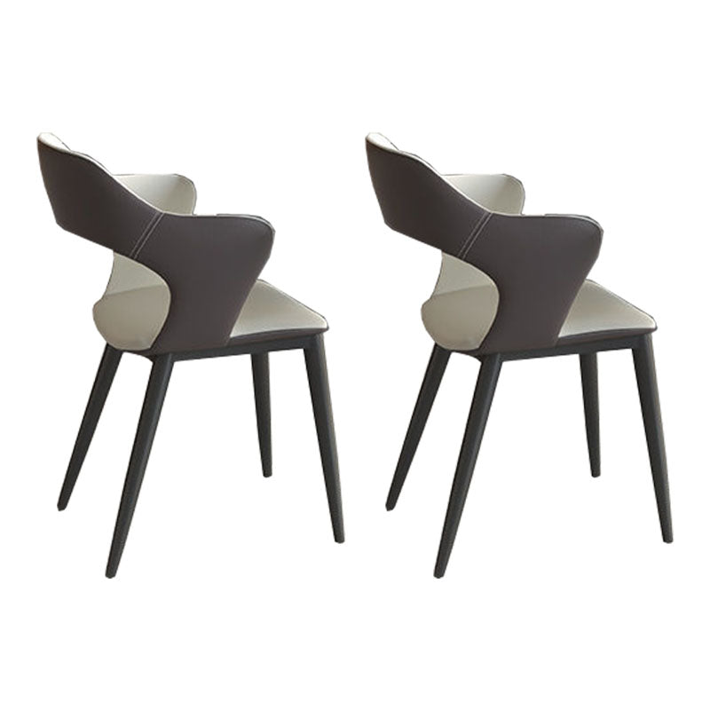 Modern Style Metal Arm Chair Open Back Dining Side Chair with Upholstered