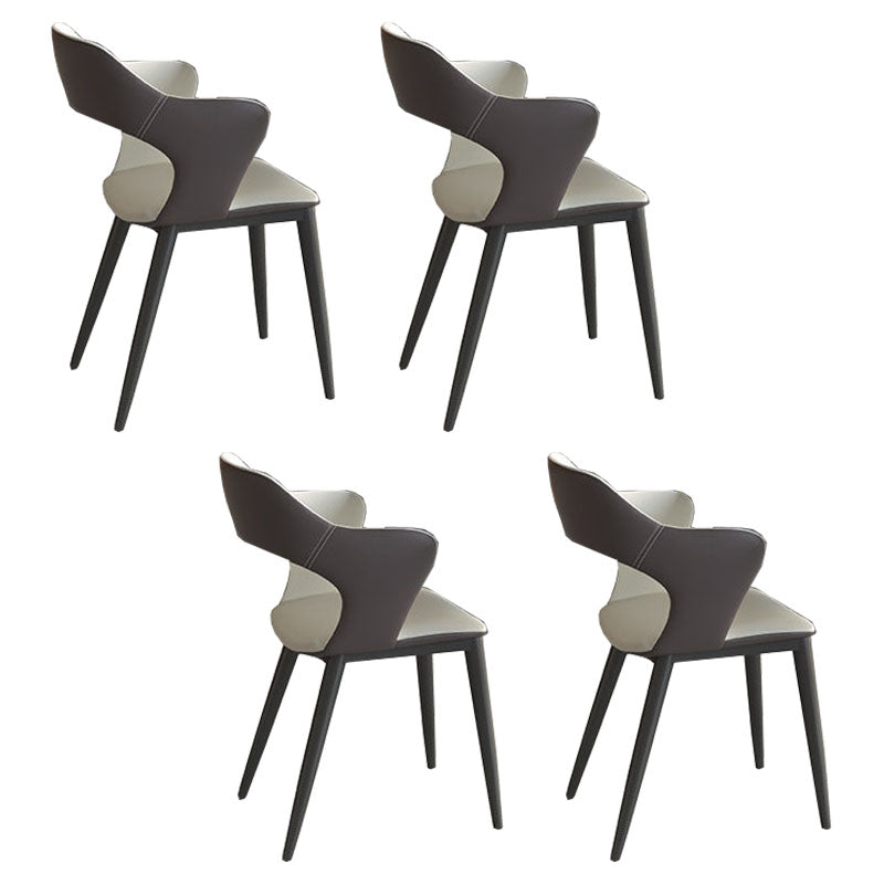 Modern Style Metal Arm Chair Open Back Dining Side Chair with Upholstered