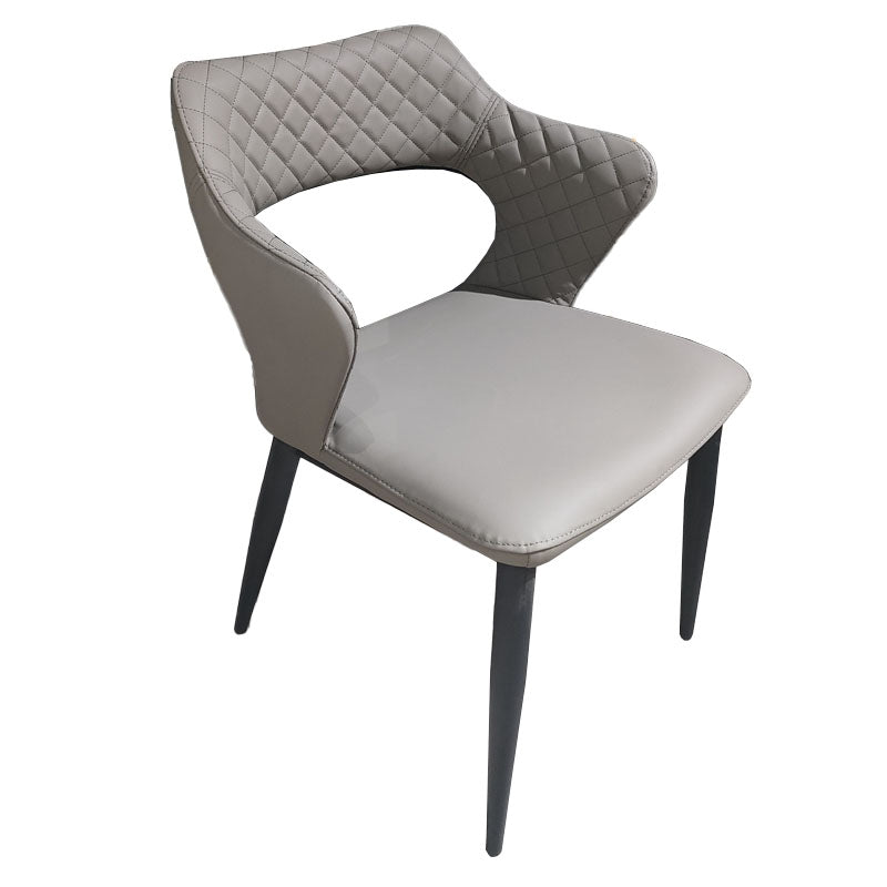 Modern Style Metal Arm Chair Open Back Dining Side Chair with Upholstered