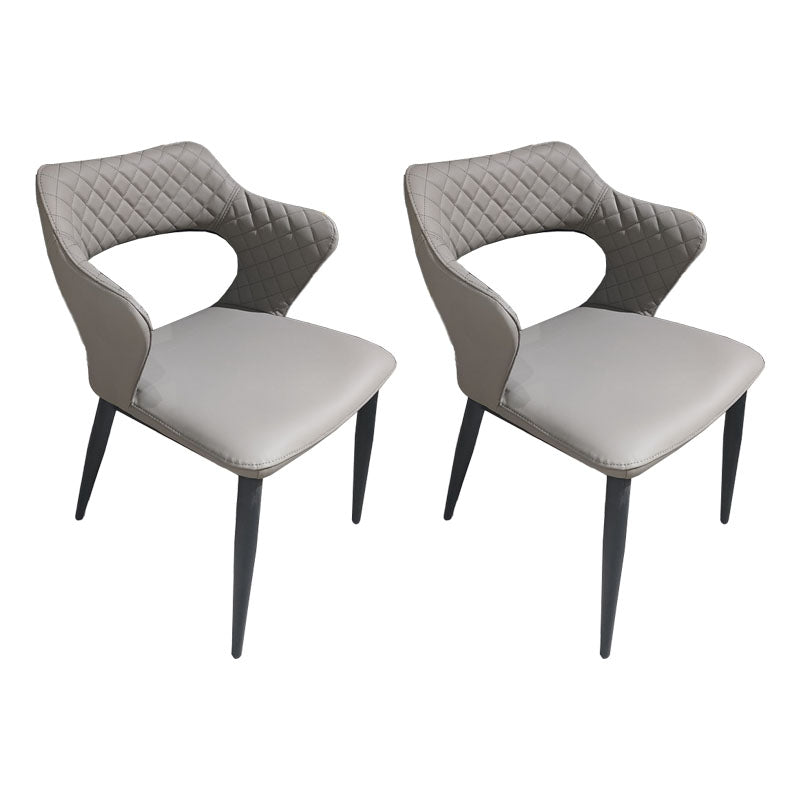 Modern Style Metal Arm Chair Open Back Dining Side Chair with Upholstered