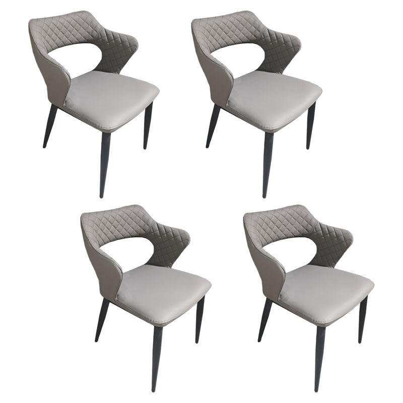 Modern Style Metal Arm Chair Open Back Dining Side Chair with Upholstered