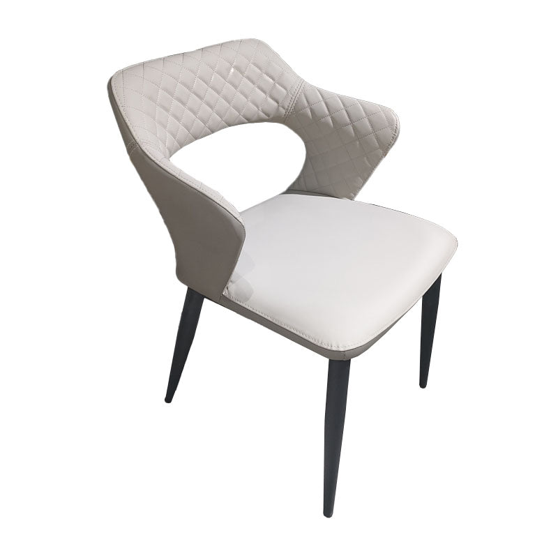 Modern Style Metal Arm Chair Open Back Dining Side Chair with Upholstered