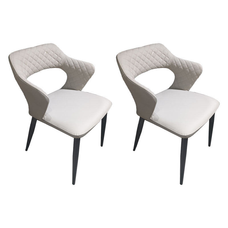 Modern Style Metal Arm Chair Open Back Dining Side Chair with Upholstered