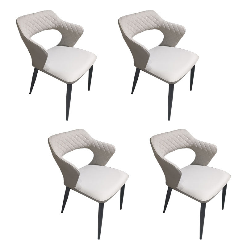 Modern Style Metal Arm Chair Open Back Dining Side Chair with Upholstered