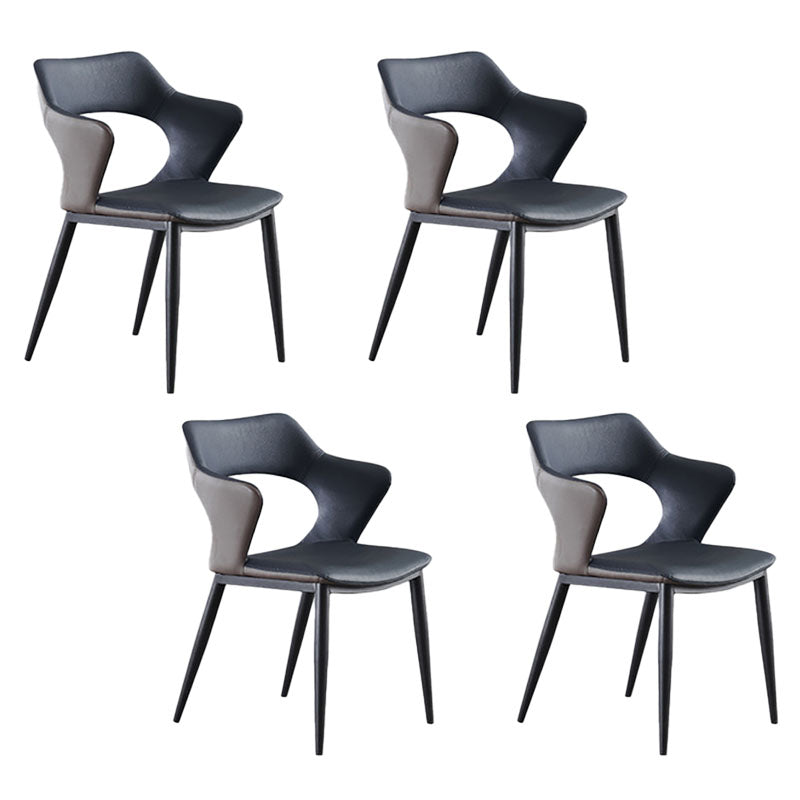 Modern Style Metal Arm Chair Open Back Dining Side Chair with Upholstered