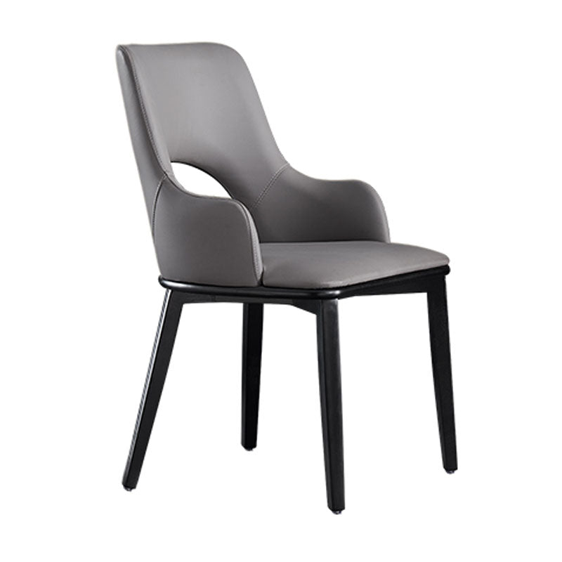 Wood Modern Arm Chair Open Back Upholstered Dining Side Chair