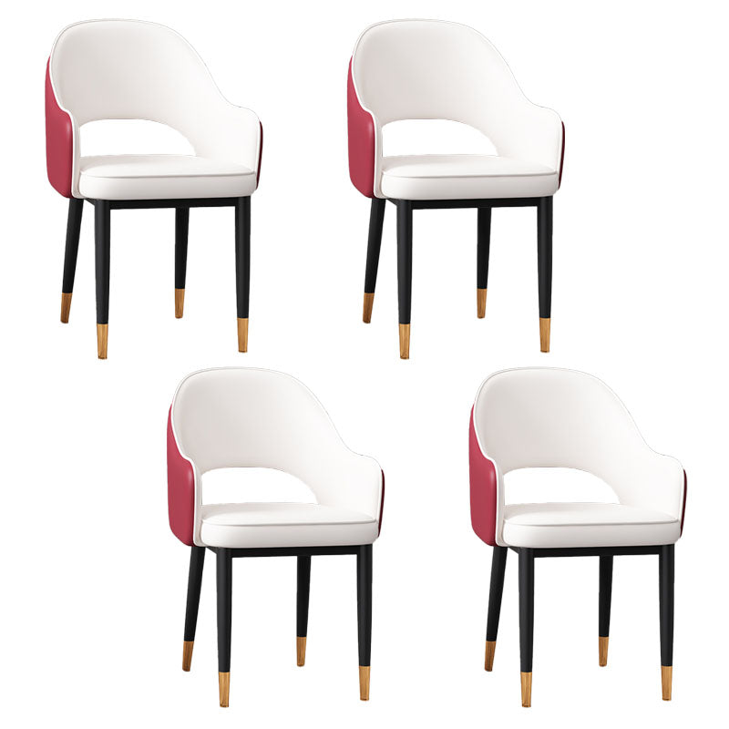 Glam Style Metal Arm Chair Open Back Upholstered Dining Side Chair