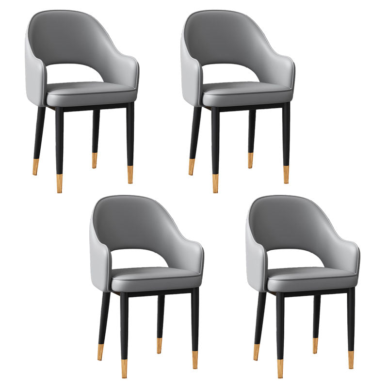 Glam Style Metal Arm Chair Open Back Upholstered Dining Side Chair