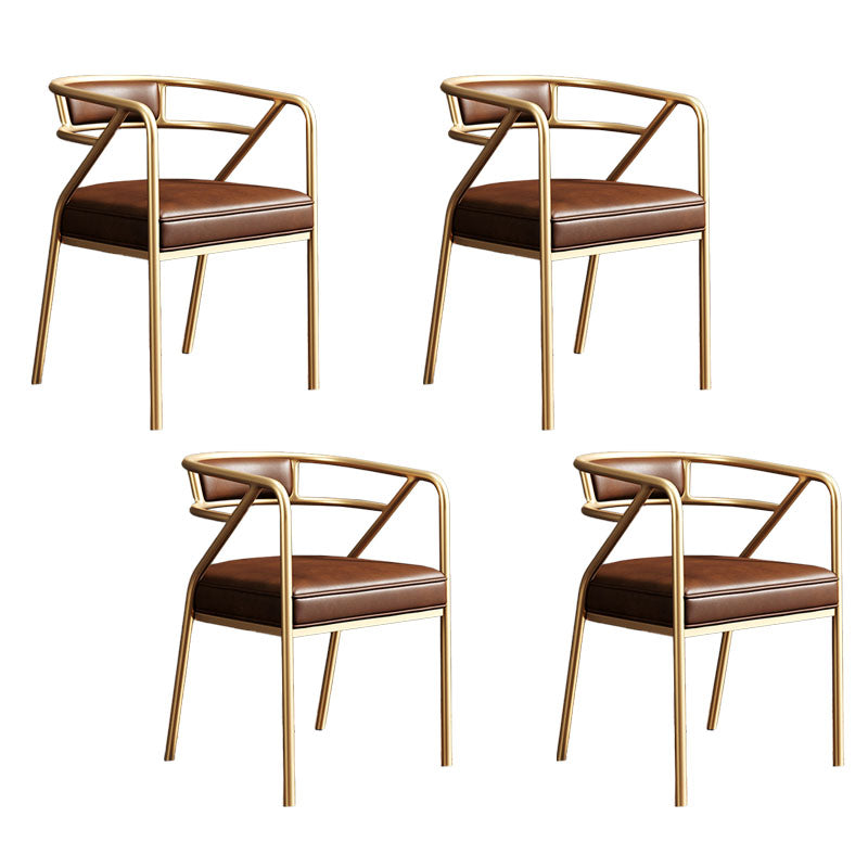 Glam Dining Chair Open Back Upholstered Dining Side Chair with Metal Legs