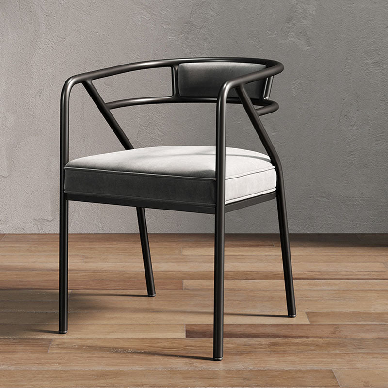 Glam Dining Chair Open Back Upholstered Dining Side Chair with Metal Legs