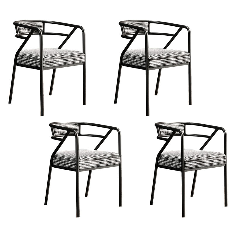 Glam Dining Chair Open Back Upholstered Dining Side Chair with Metal Legs