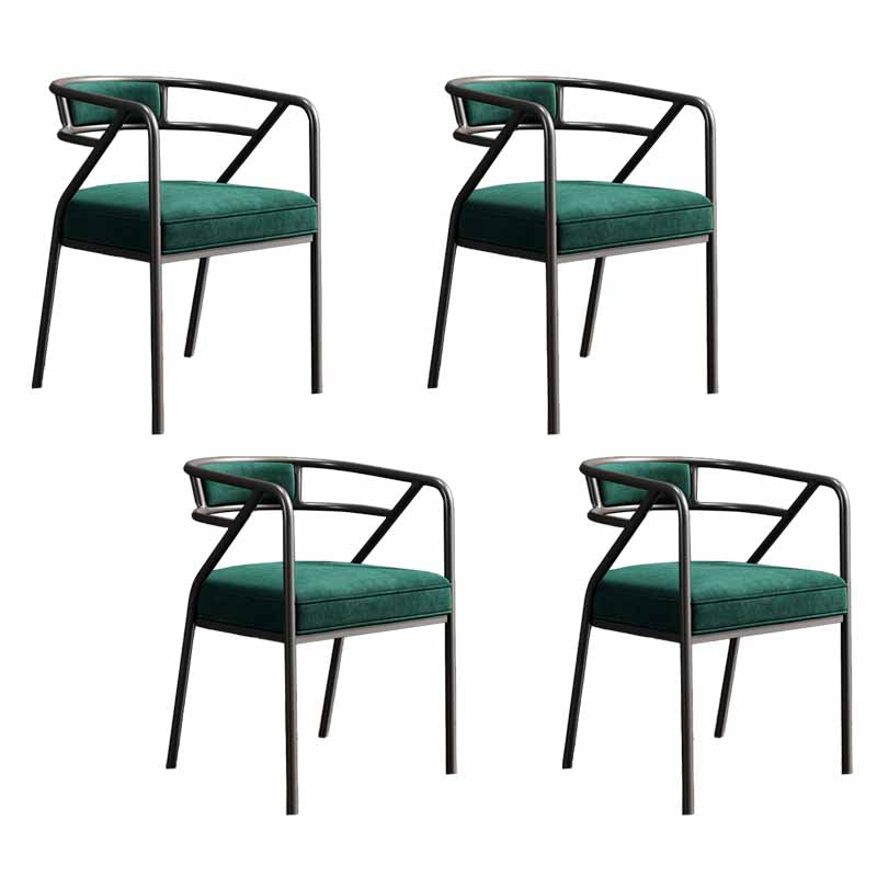 Glam Dining Chair Open Back Upholstered Dining Side Chair with Metal Legs