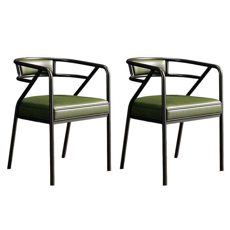 Glam Dining Chair Open Back Upholstered Dining Side Chair with Metal Legs